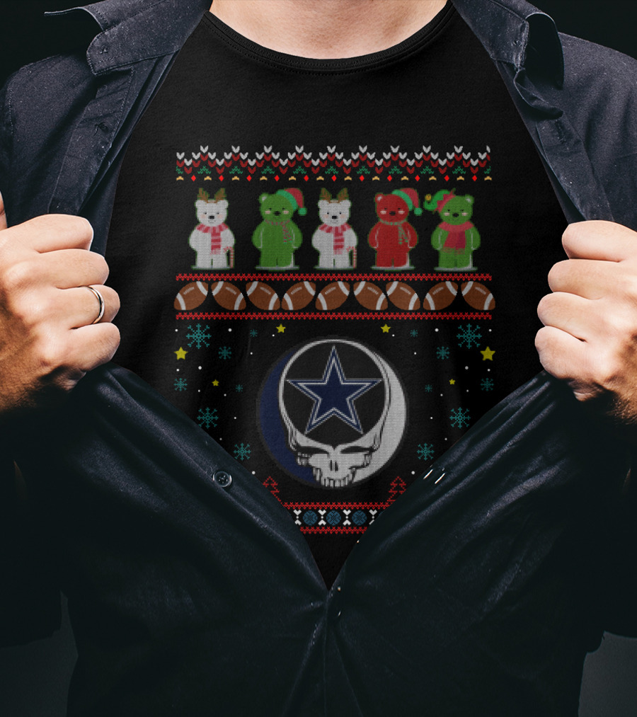 Dallas Cowboys Grateful Dead Bears Christmas Sweater Football Holiday T-Shirt