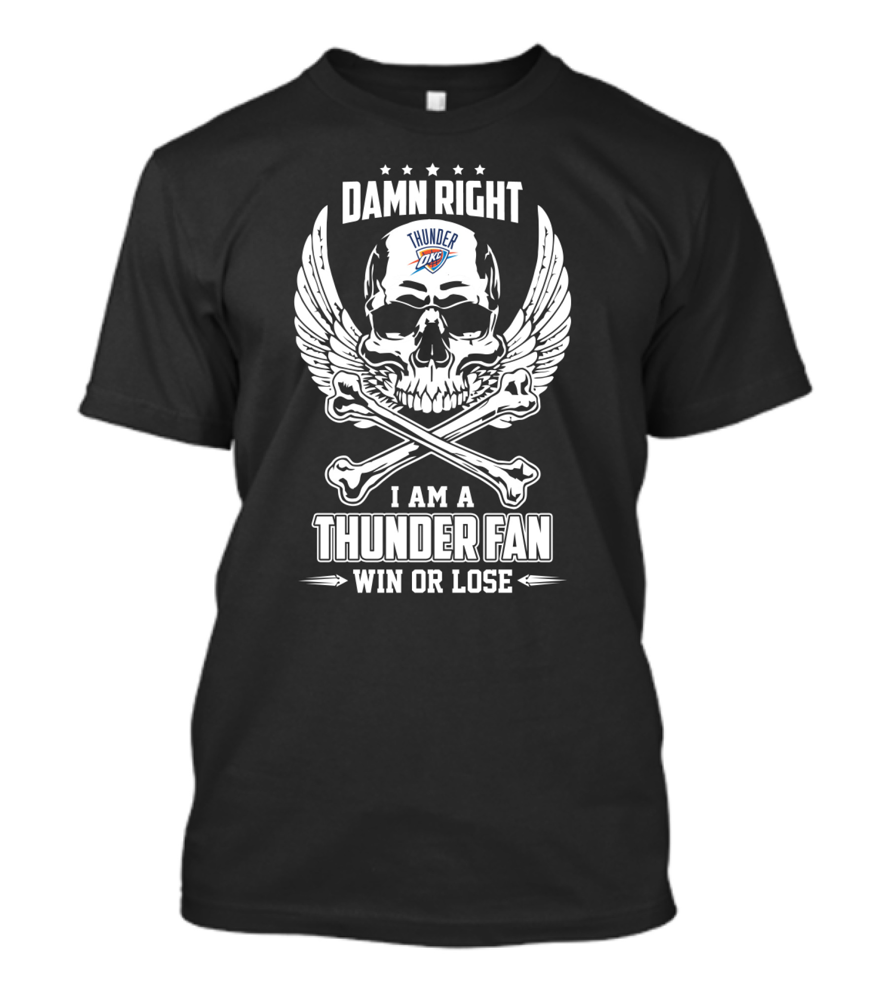 Damn Right Thunder Okc Fan Win Or Lose T-Shirt