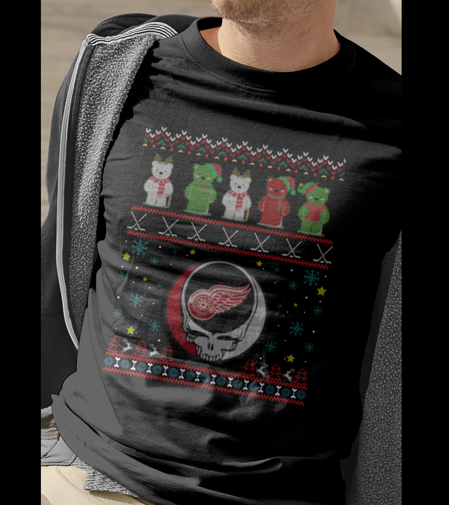 Detroit Red Wings Grateful Dead Bears Holiday T-Shirt
