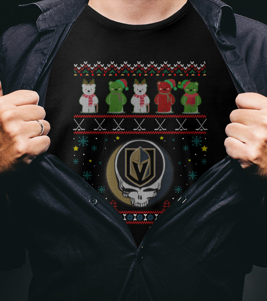 Vegas Golden Knights Grateful Dead Bears Holiday T-Shirt