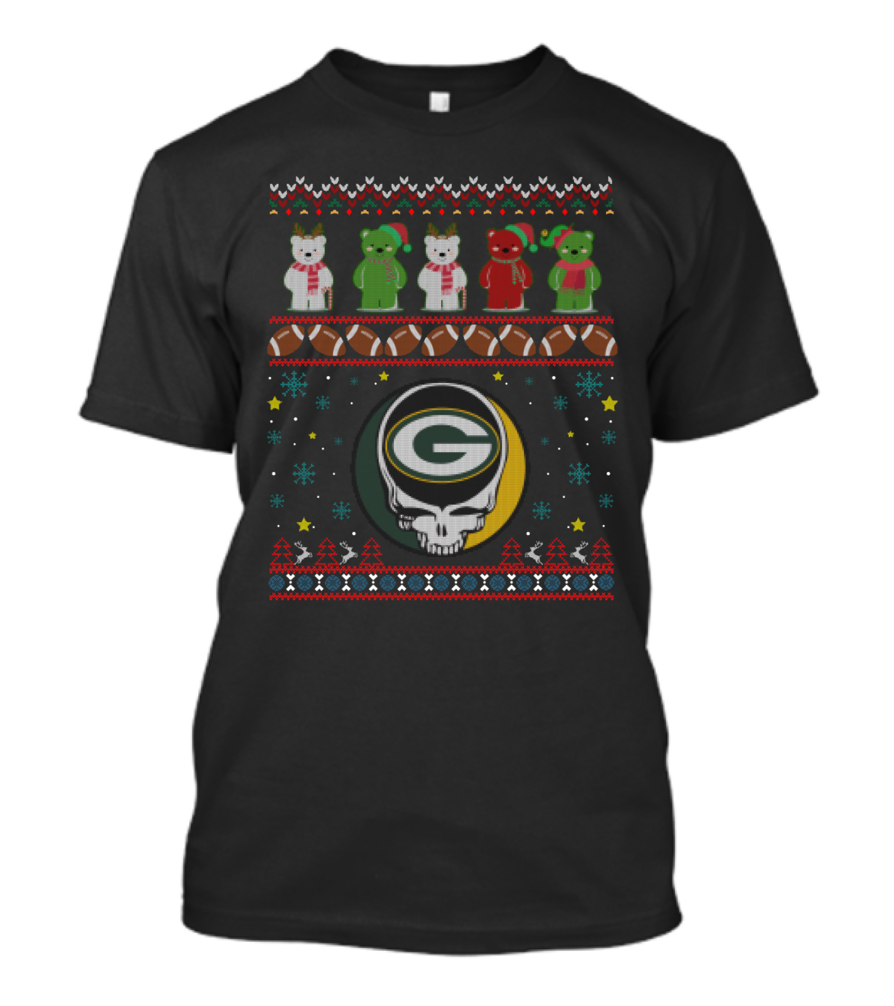 Green Bay Packers Grateful Dead Bears Christmas T-Shirt