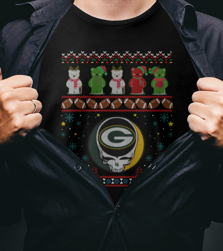 Green Bay Packers Grateful Dead Bears Christmas T-Shirt