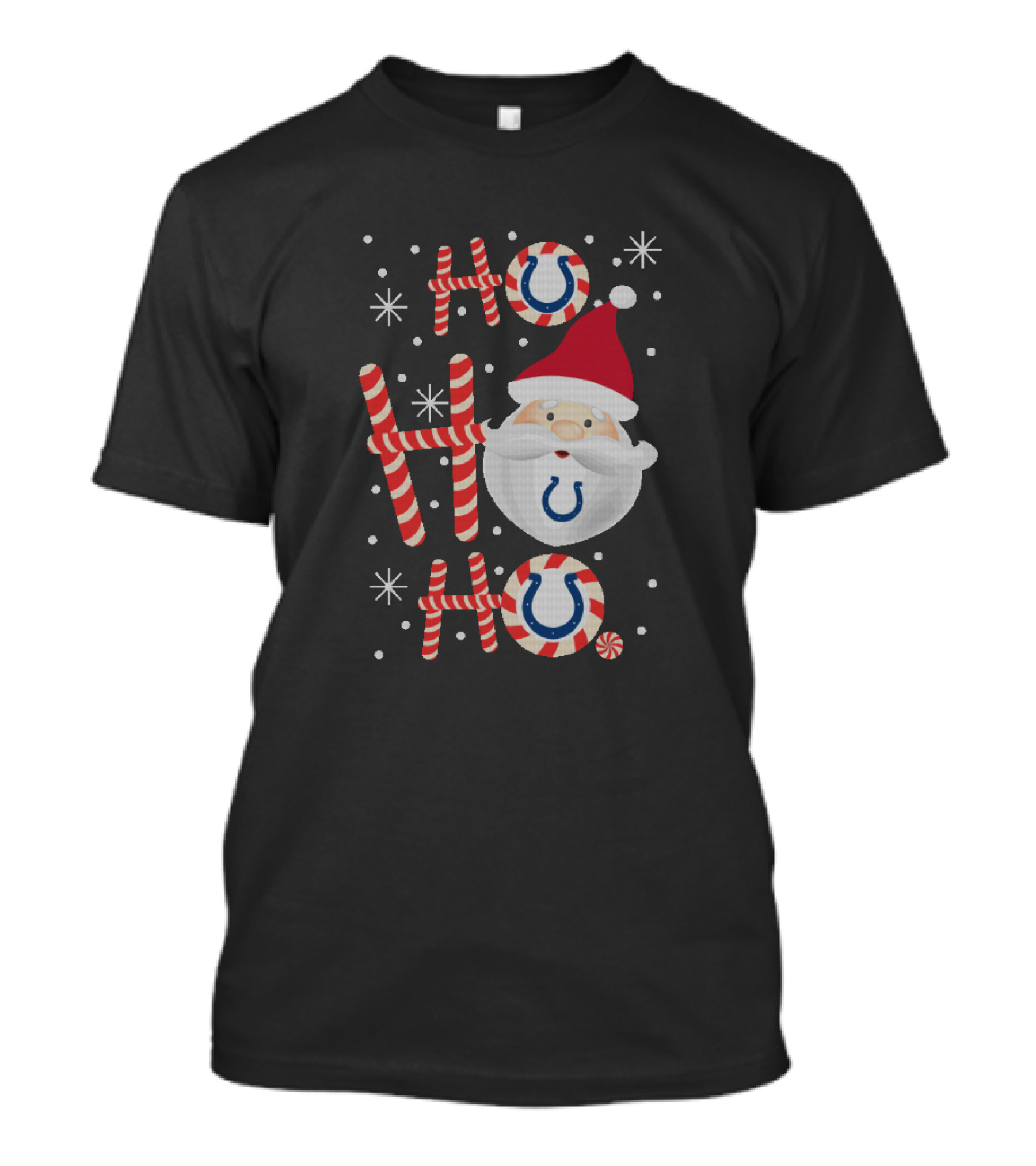 Ho Ho Ho Christmas Santa Indianapolis Colts Fans Logo Candy Cane T-Shirt