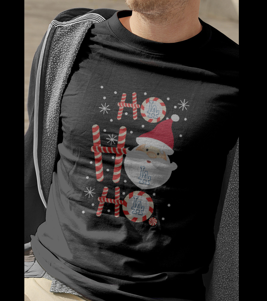 Ho Ho Ho LA Dodgers Santa Holiday Cheer For Fans T-Shirt