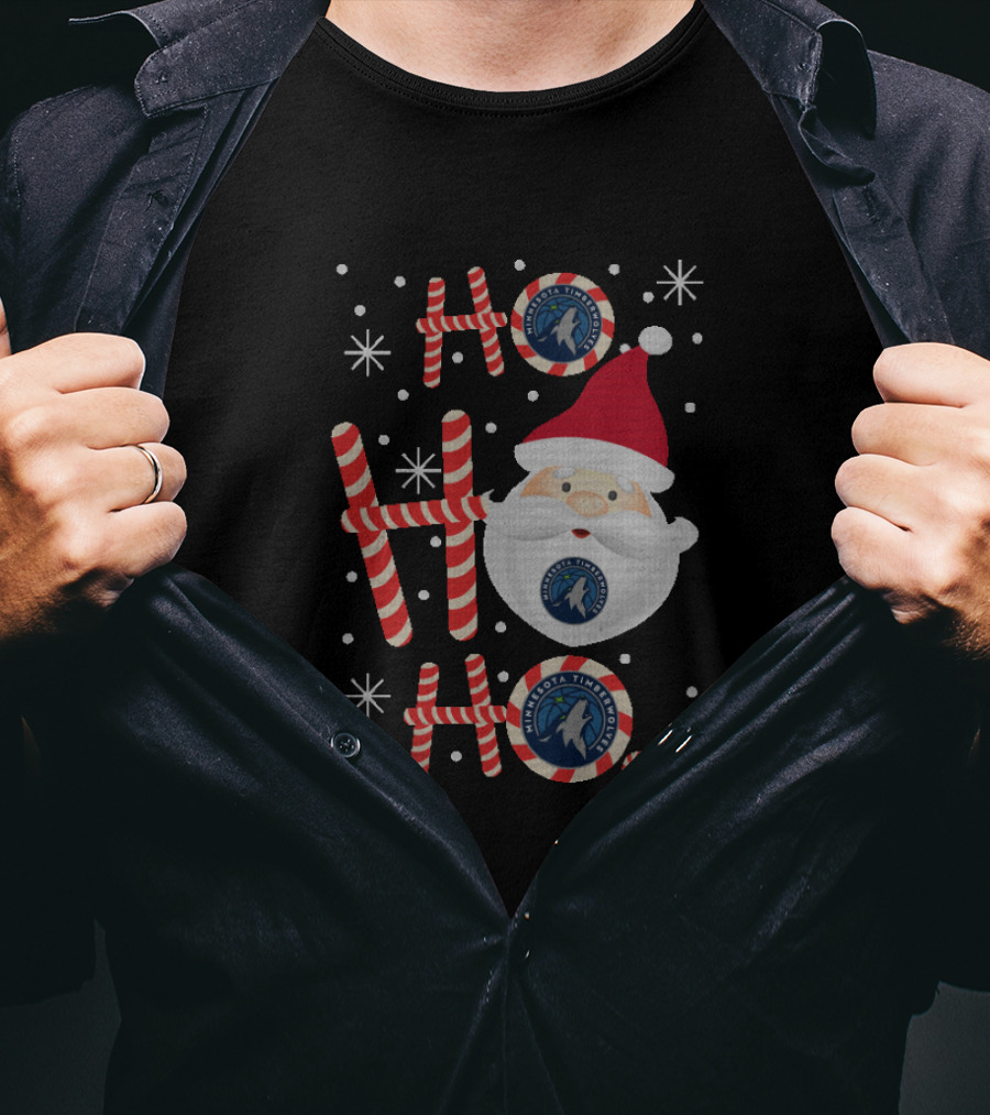 Santa Ho Ho Ho Christmas For Minnesota Timberwolves Fan T-Shirt