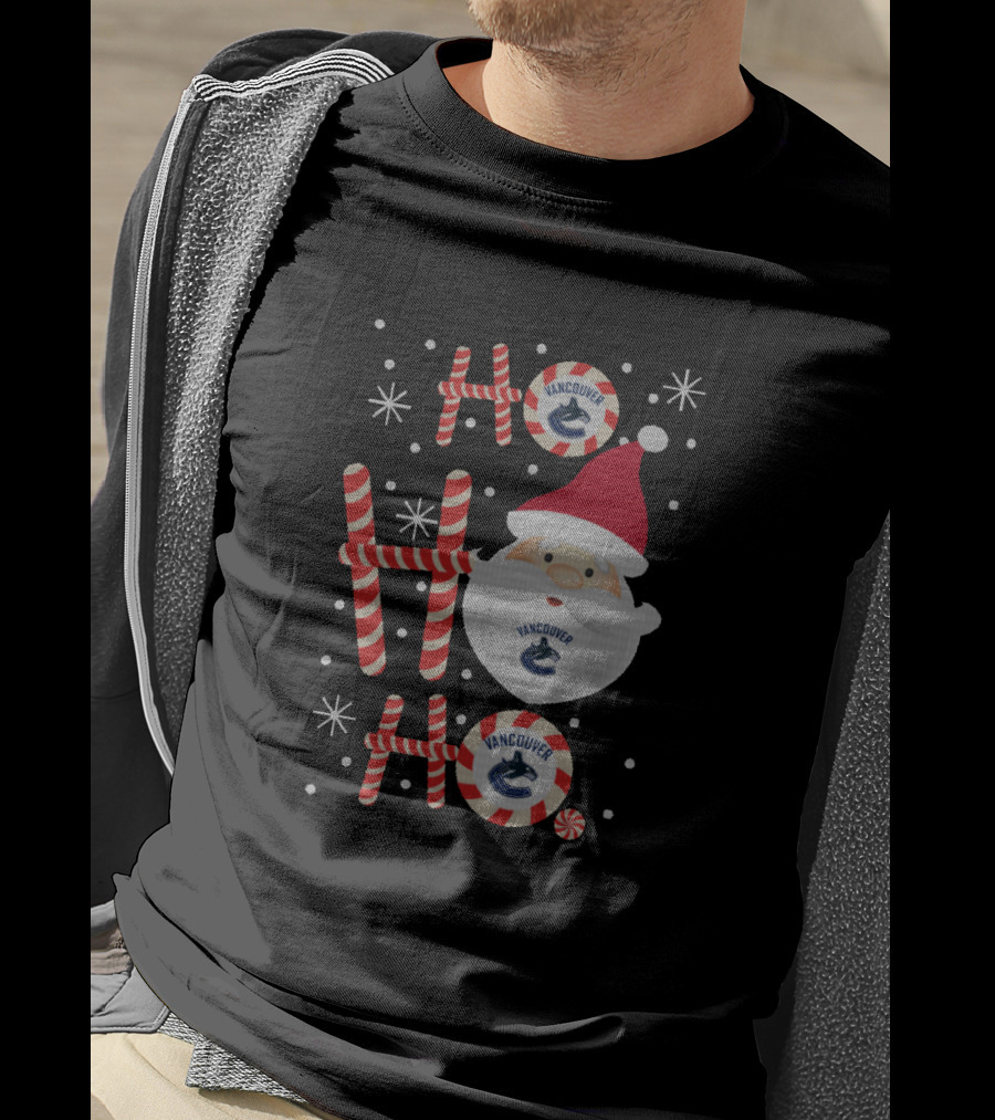 Vancouver Canucks Holiday Santa Candy Cane Ho Ho Ho Christmas T-Shirt