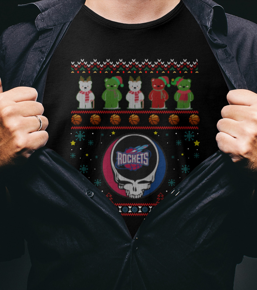 Houston Rockets Grateful Dead Christmas Bears T-Shirt