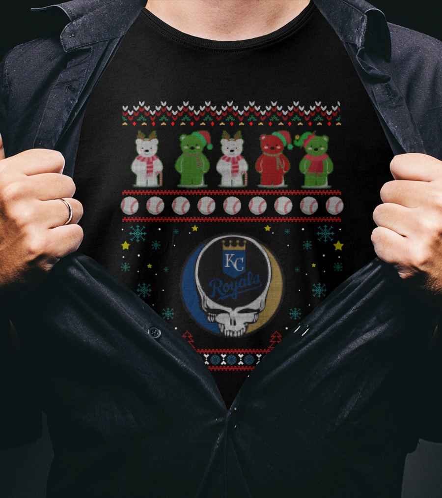 Kansas City Royals Grateful Dead Bears Festive Baseball T-Shirt