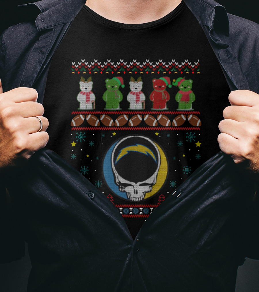 La Chargers Bears Grateful Dead Christmas Football Skullfest Holiday T-Shirt