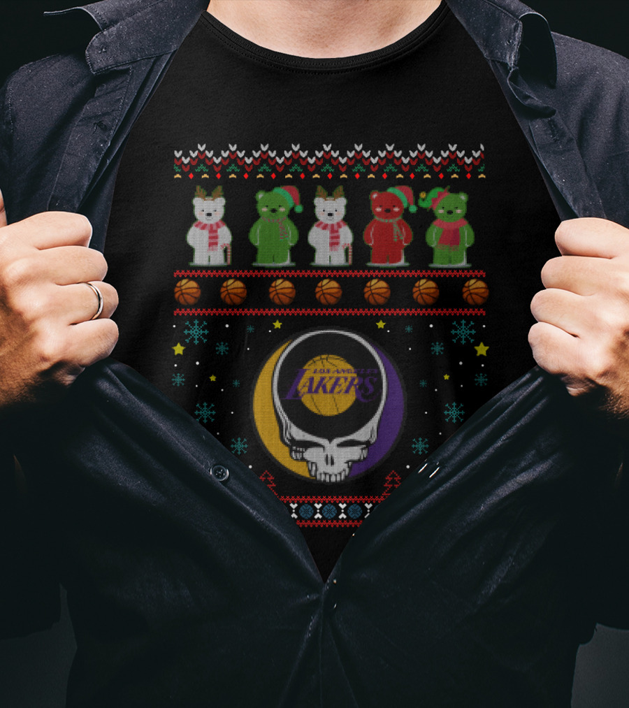 Los Angeles Lakers Grateful Dead Bears Christmas T-Shirt
