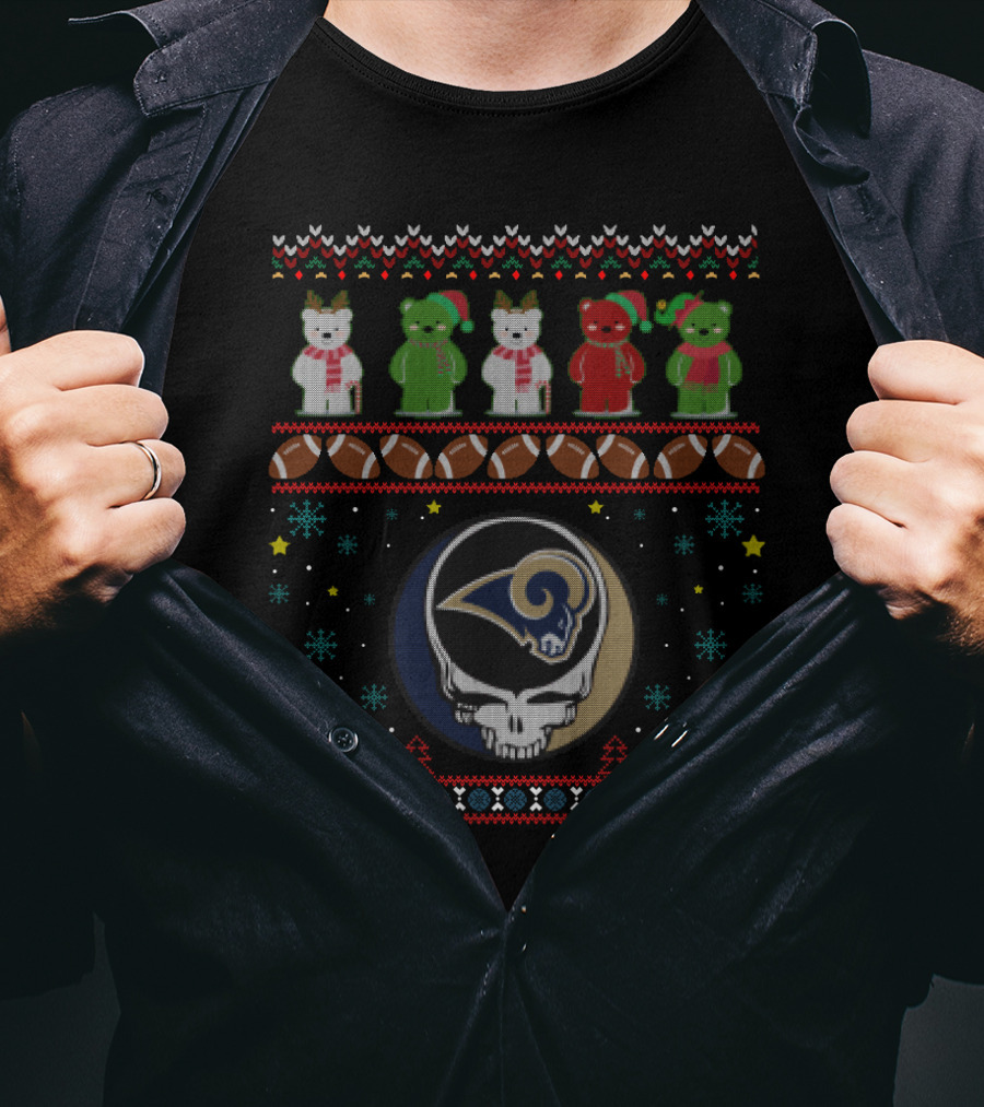 Los Angeles Rams Grateful Dead Bears Christmas T-Shirt