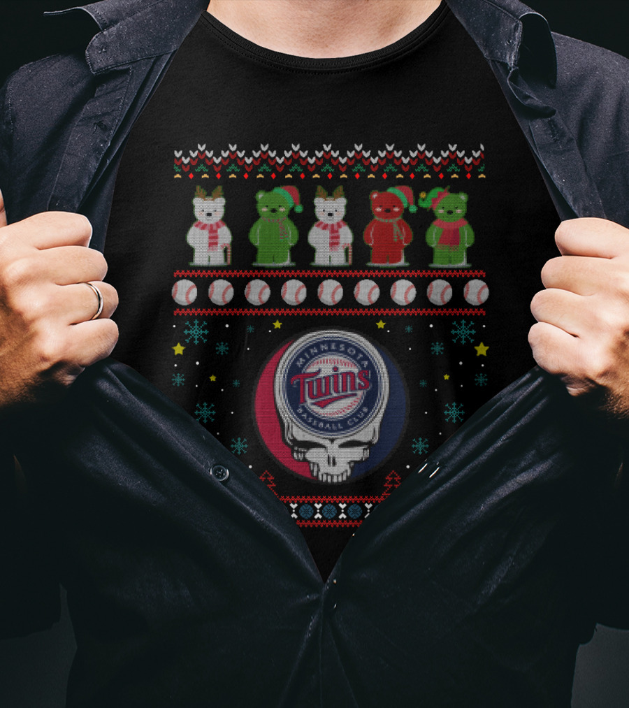 Minnesota Twins Grateful Dead Bears Baseball Holiday T-Shirt