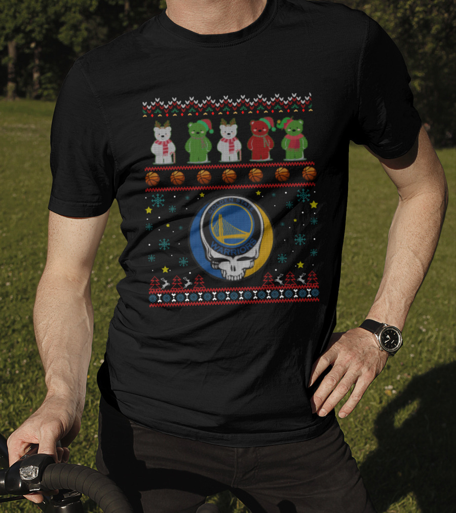 Golden State Warriors Grateful Dead Bears Christmas Ugly T-Shirt