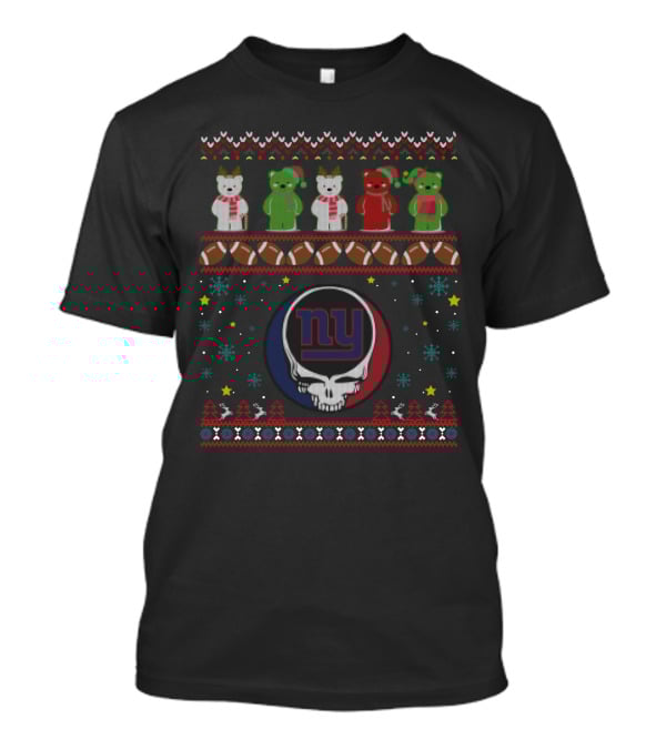 New York Giants Grateful Dead Bears Christmas Football T-Shirt