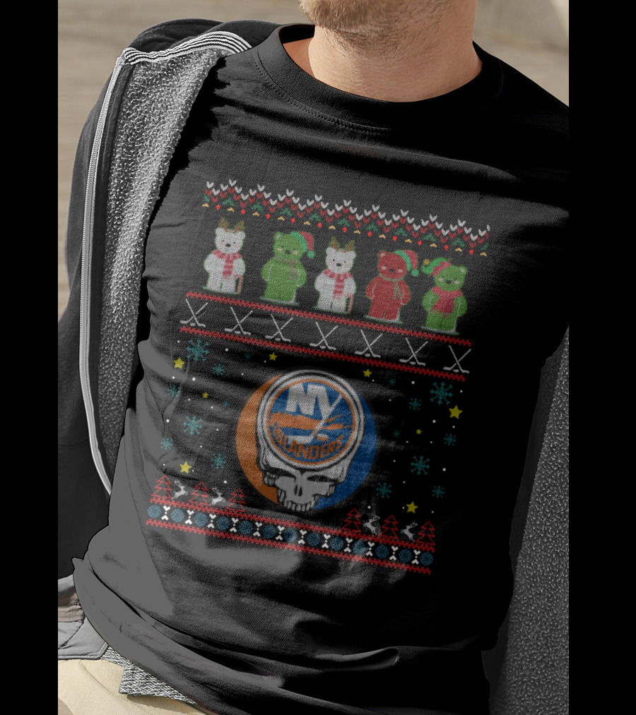 New York Islanders Grateful Dead Bears Holiday T-Shirt