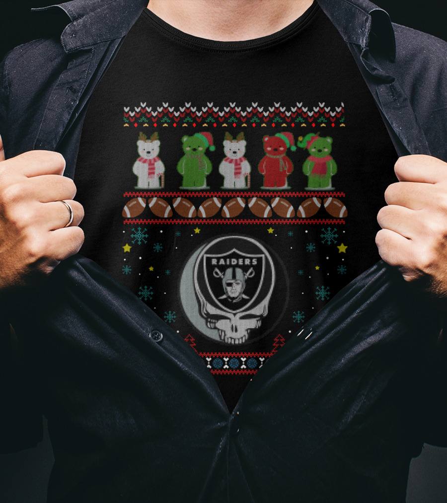 Oakland Raiders Grateful Dead Bears Christmas T-Shirt