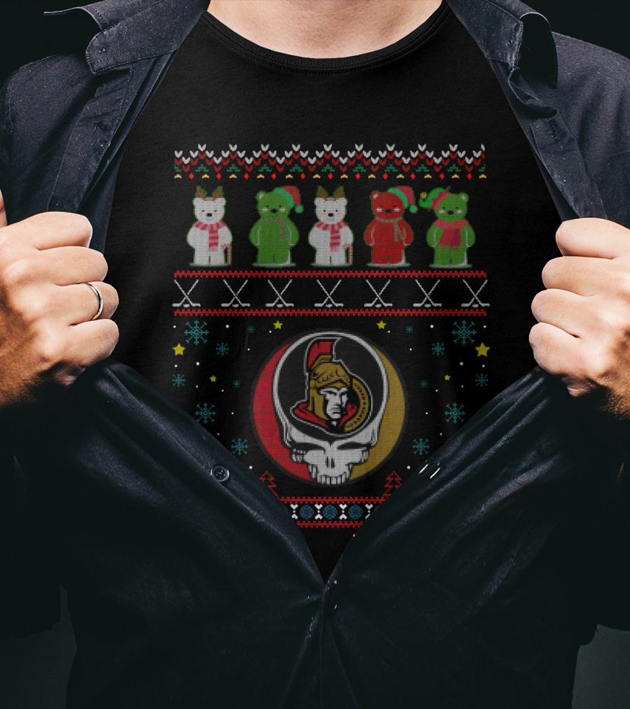 Ottawa Senators Grateful Dead Bears Holiday T-Shirt