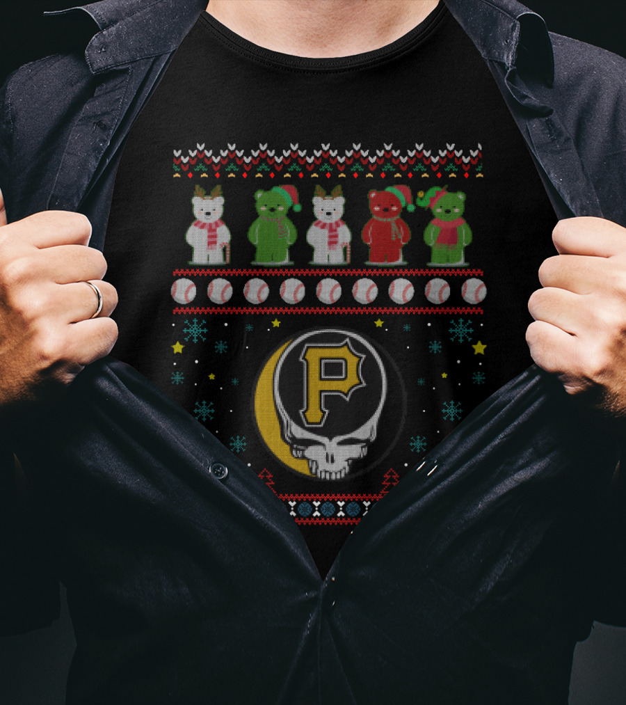 Pittsburgh Pirates Grateful Dead Bears Ugly Christmas T-Shirt