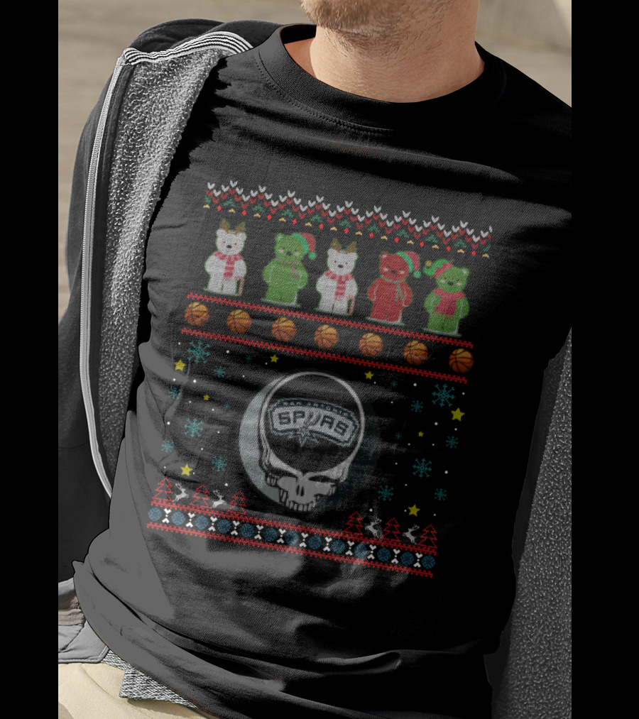 San Antonio Spurs Grateful Dead Bears Christmas T-Shirt