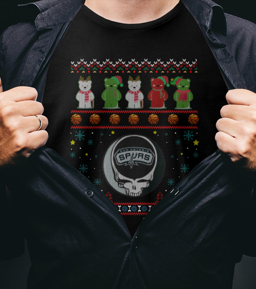 San Antonio Spurs Grateful Dead Bears Christmas T-Shirt