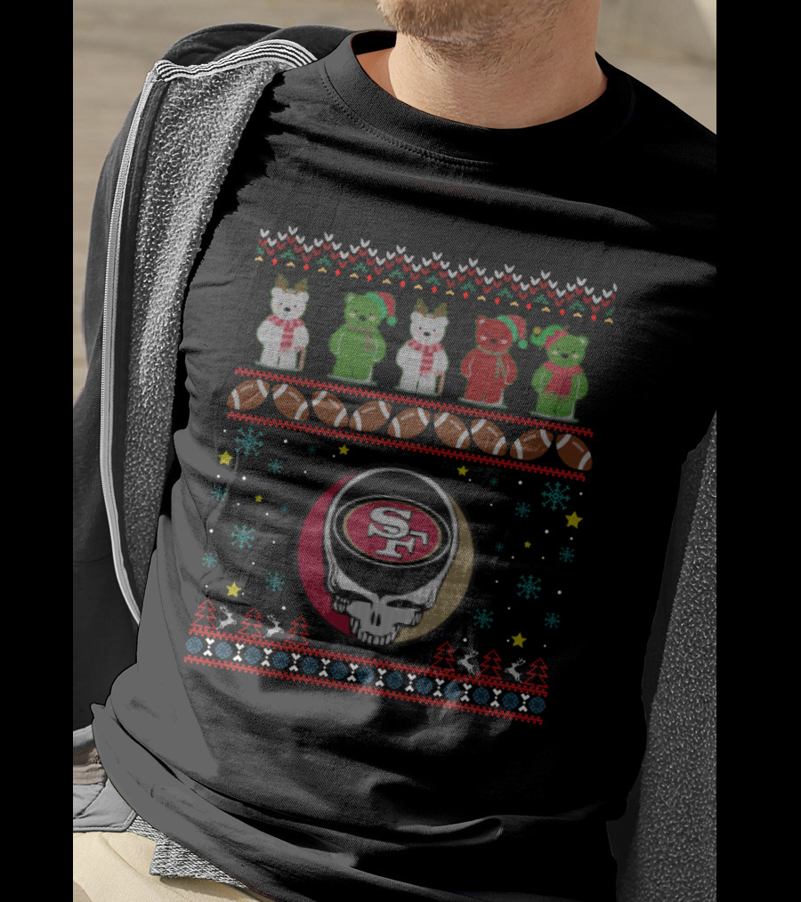 San Francisco 49ers Grateful Dead Bears Christmas T-Shirt
