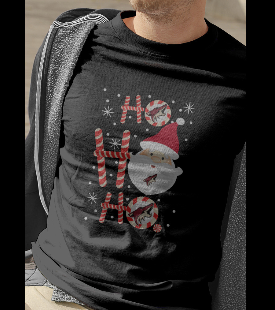 Santa Ho Ho Ho Arizona Coyotes Fans Christmas Holiday Spirit T-Shirt