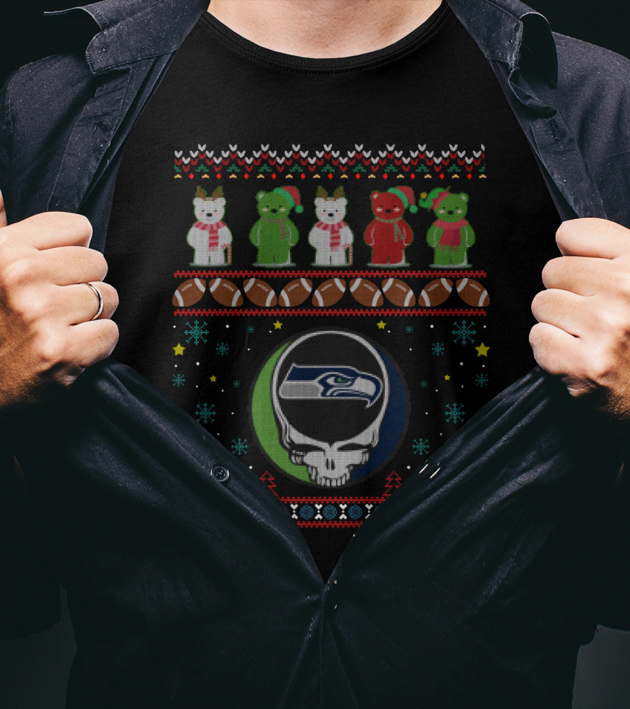 Seattle Seahawks Grateful Dead Bears Christmas T-Shirt