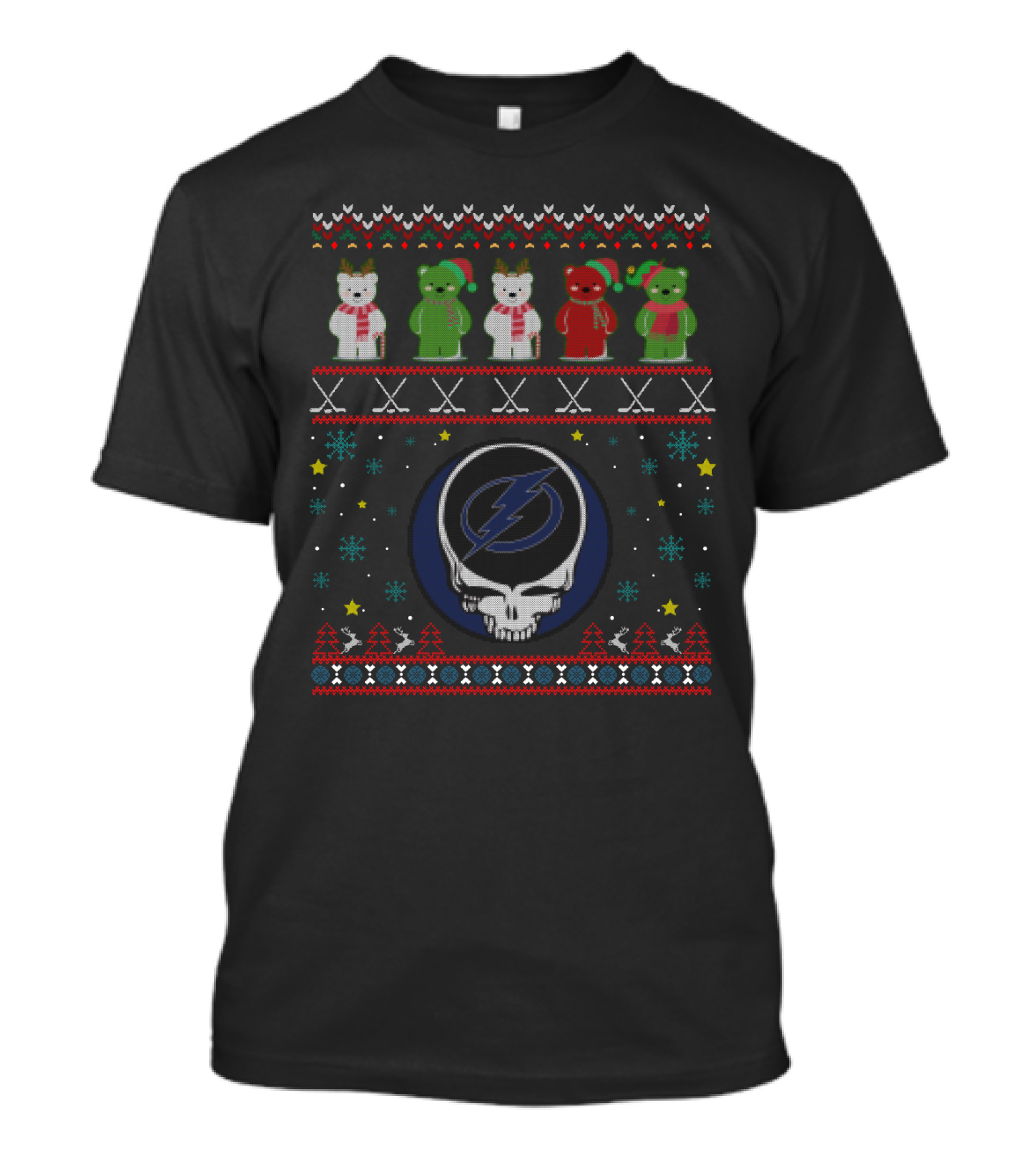 Tampa Bay Lightning Grateful Dead Bears Holiday Skull T-Shirt