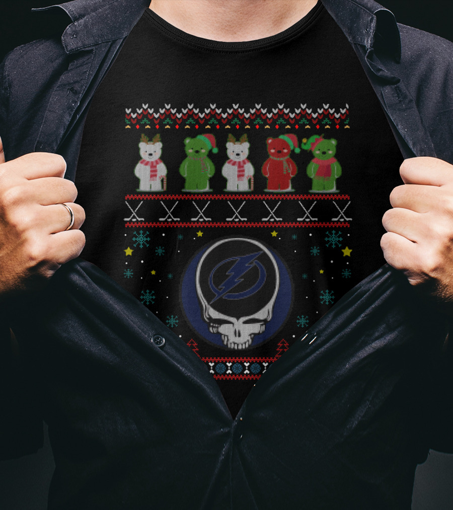 Tampa Bay Lightning Grateful Dead Bears Holiday Skull T-Shirt