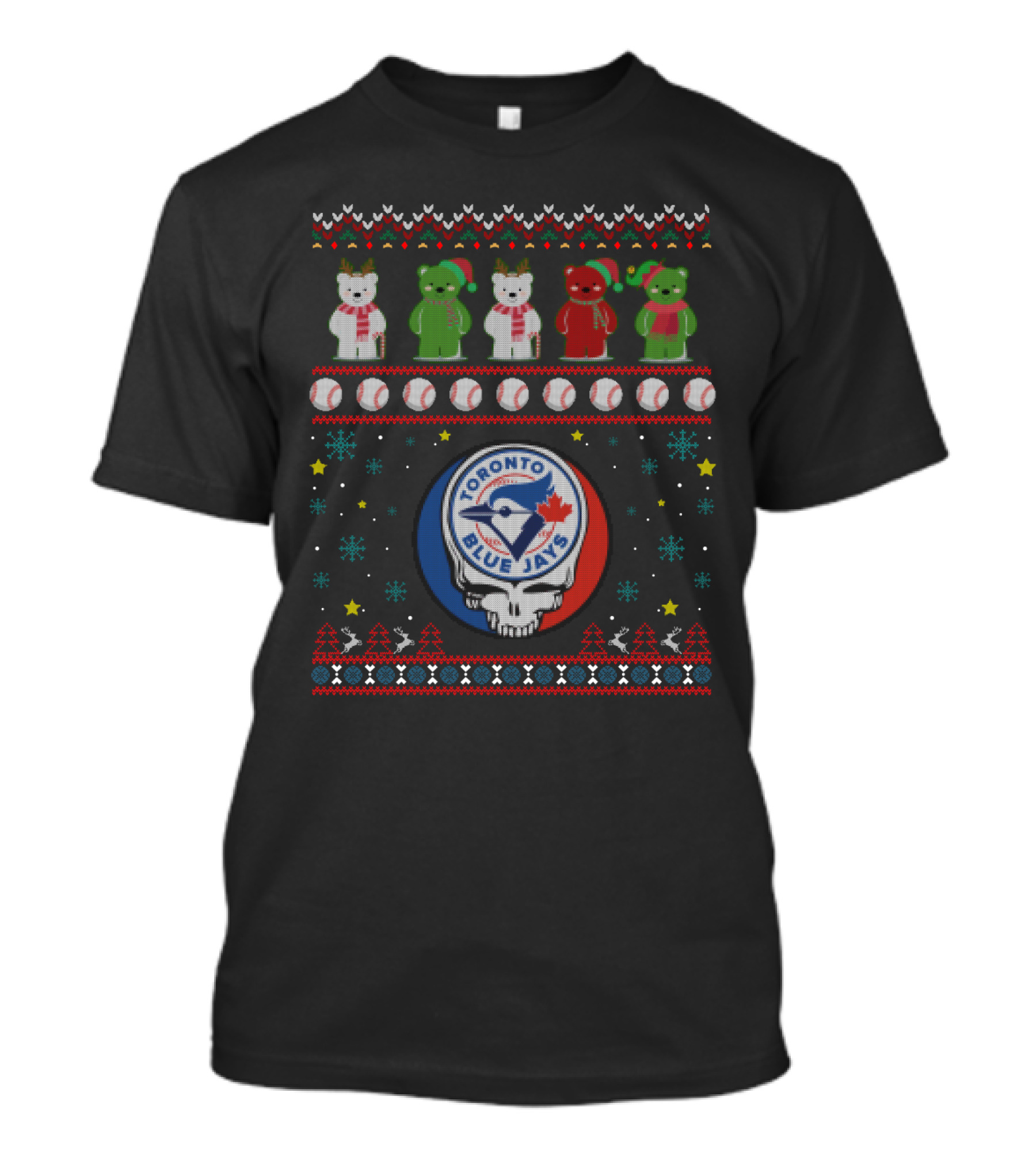 Toronto Blue Jays Grateful Dead Bears Festive Baseball Holiday T-Shirt