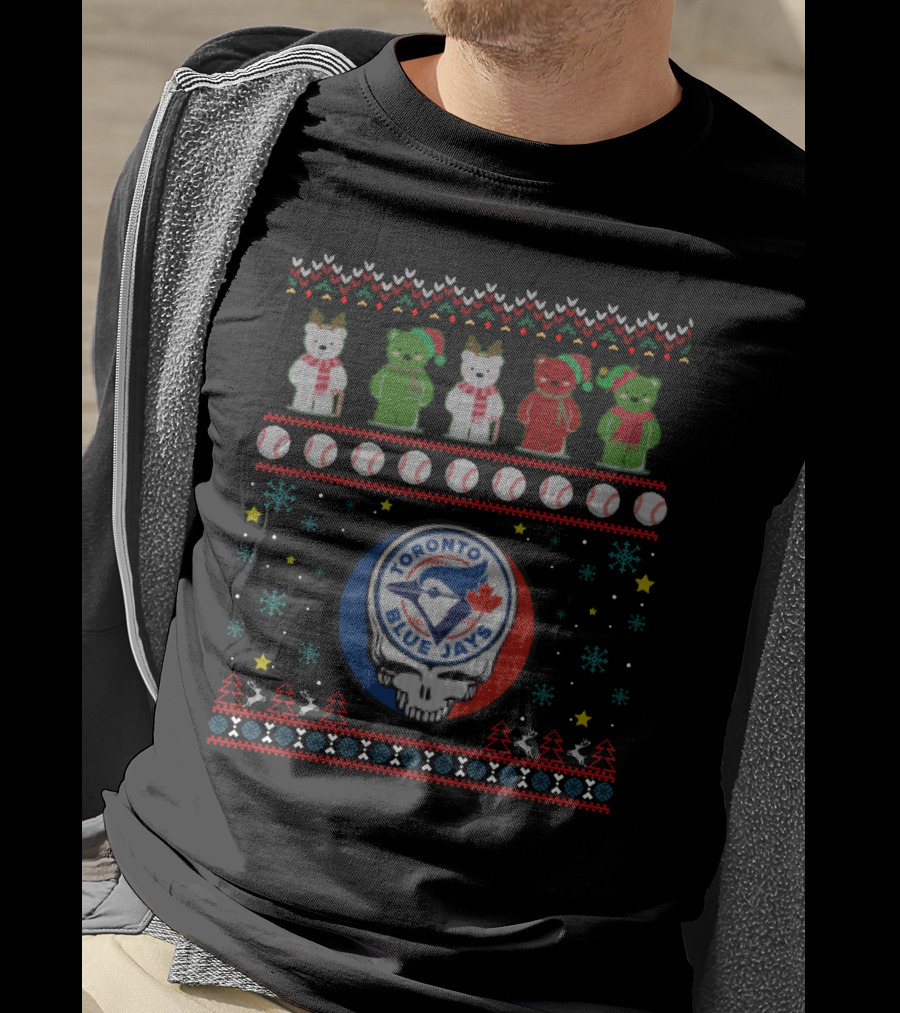 Toronto Blue Jays Grateful Dead Bears Festive Baseball Holiday T-Shirt