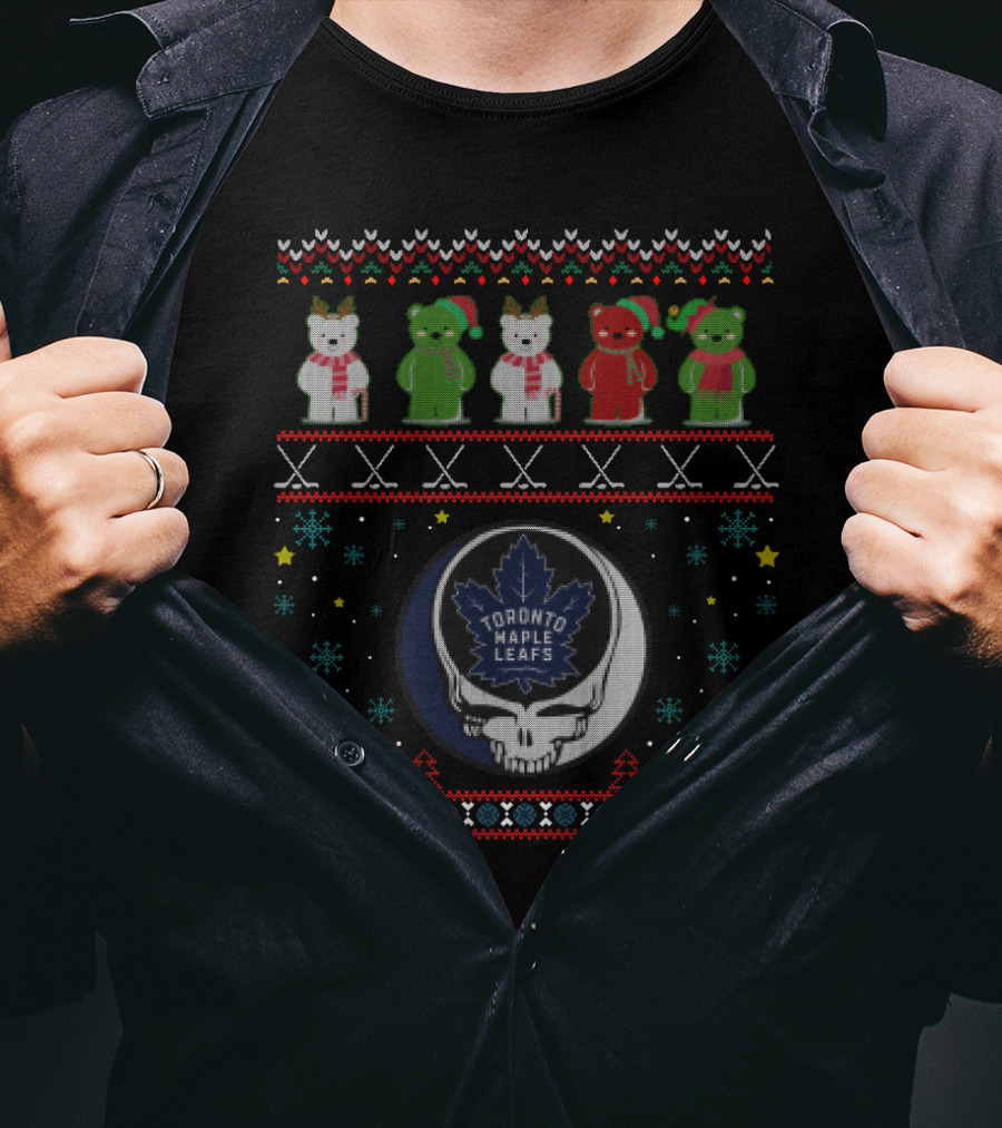 Toronto Maple Leafs Grateful Dead Bears Winter Holiday Themed T-Shirt