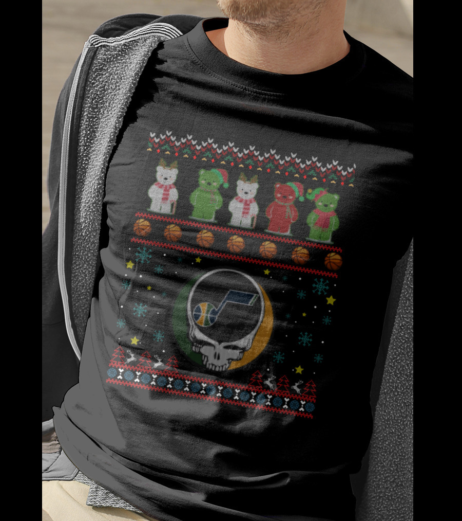 Utah Jazz Grateful Dead Christmas Jingle Bears Basketball Ugly T-Shirt