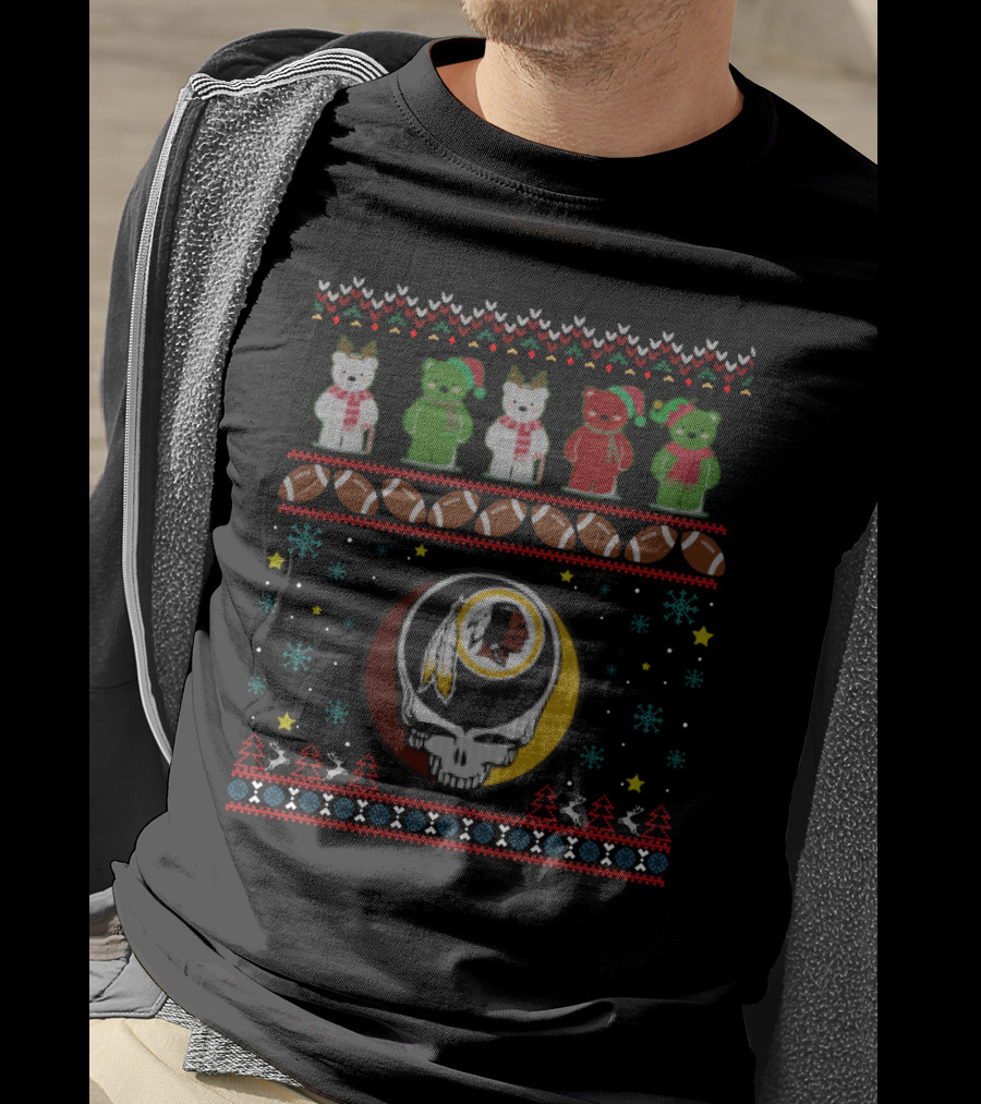 Washington Redskins Grateful Dead Bears Christmas Sweater Nfl T-Shirt
