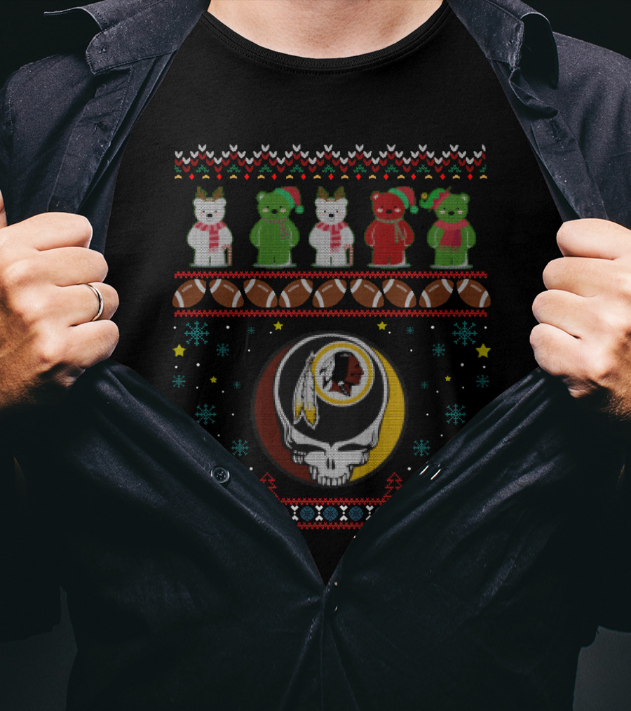 Washington Redskins Grateful Dead Bears Christmas Sweater Nfl T-Shirt