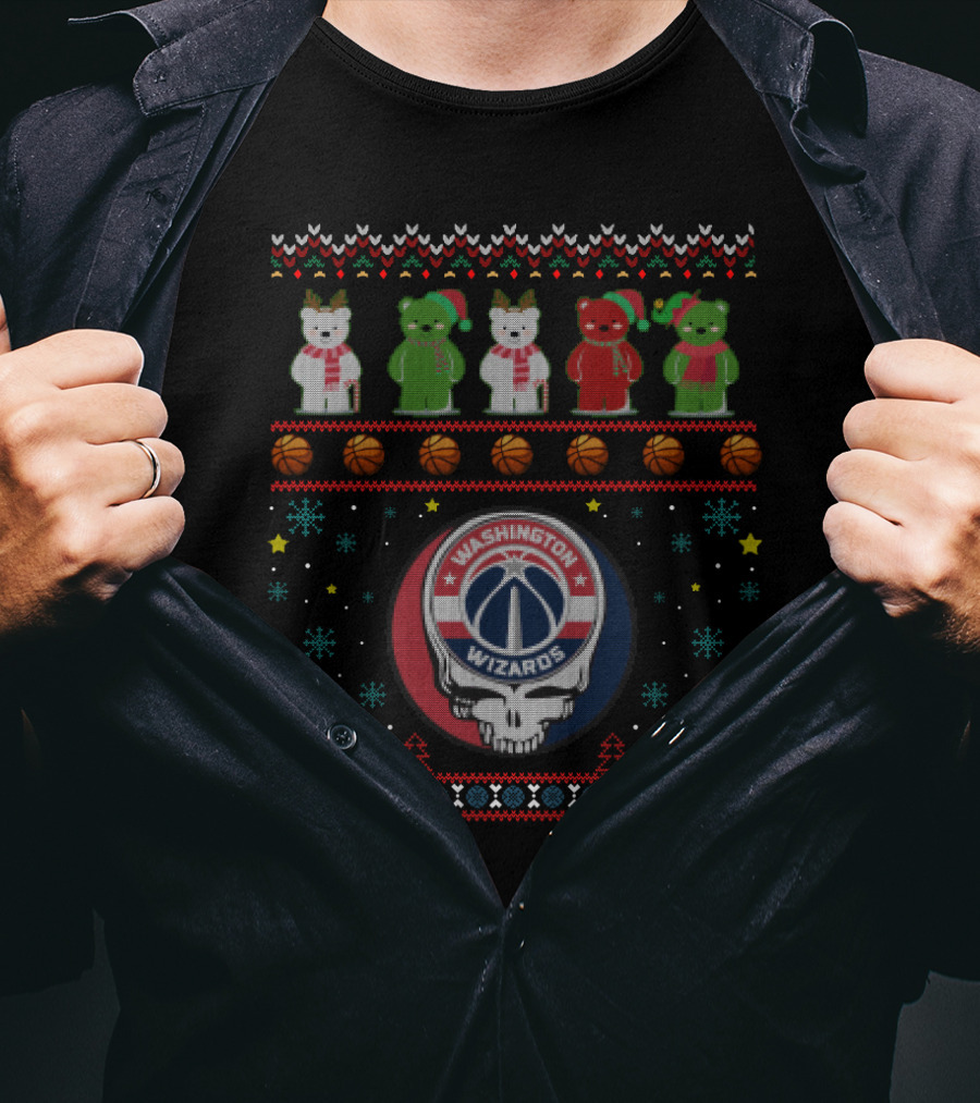 Washington Wizards Grateful Dead Bears Christmas T-Shirt