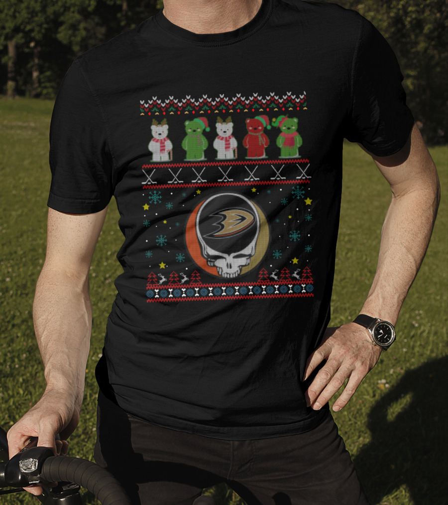 Anaheim Ducks Grateful Dead Bears Holiday T-Shirt