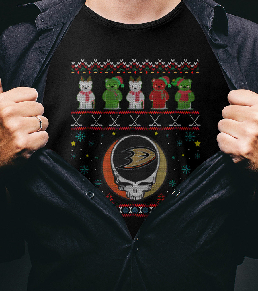 Anaheim Ducks Grateful Dead Bears Holiday T-Shirt