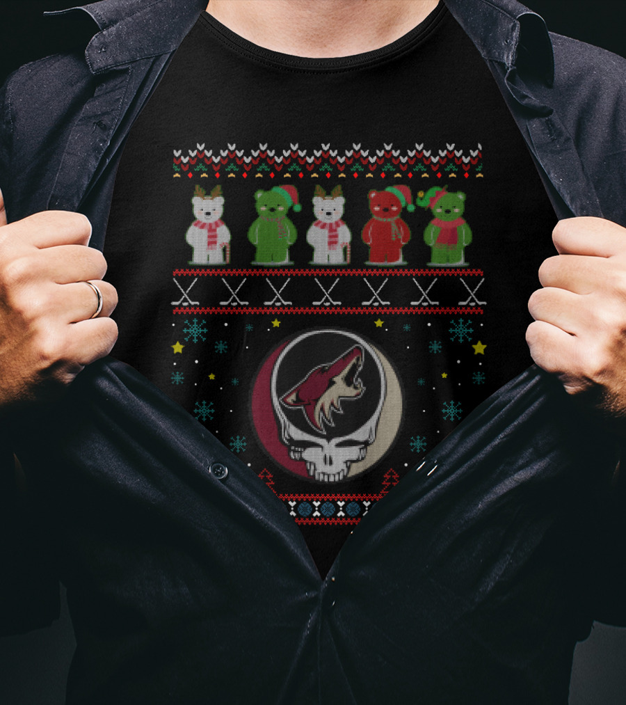 Arizona Coyotes Grateful Dead Bears Ugly Christmas T-Shirt
