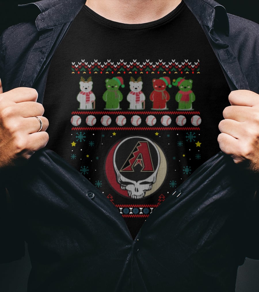 Arizona Diamondbacks Grateful Dead Bears Baseball Festive Crossover T-Shirt