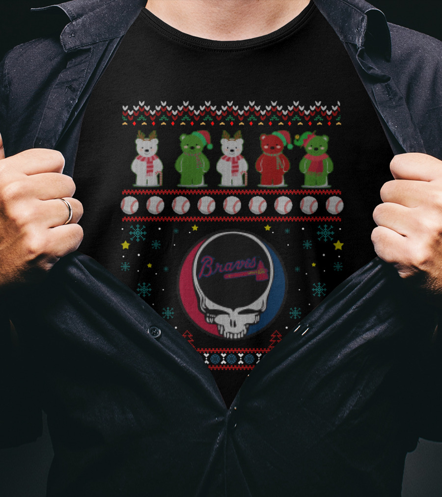 Braves Grateful Dead Bears Baseball Holiday T-Shirt