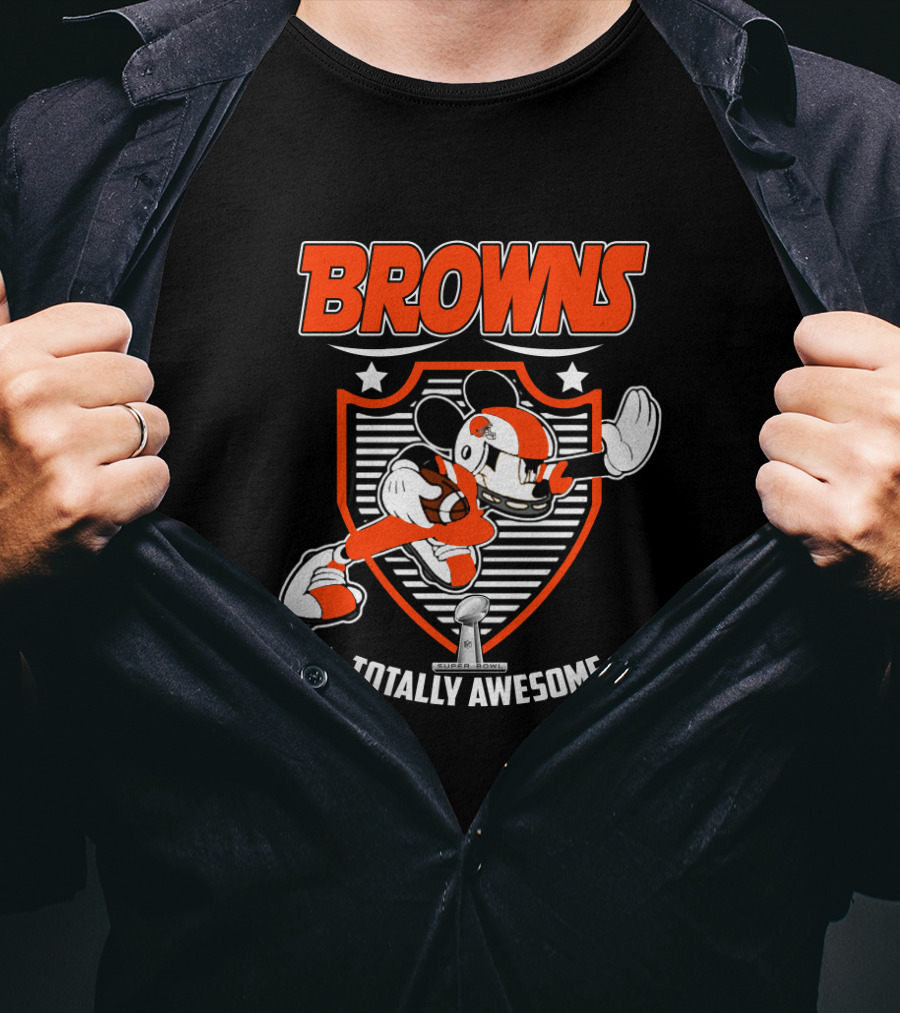 Browns Totally Awesome Mickey Football Shield T-Shirt