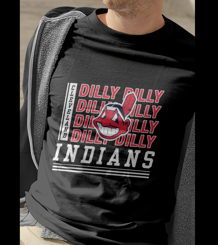 Cleveland Indians Dilly Dilly Red Text Chief Wahoo T-Shirt