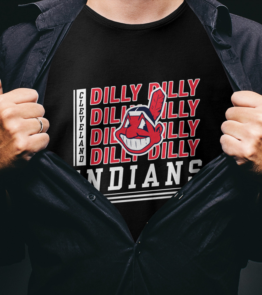 Cleveland Indians Dilly Dilly Red Text Chief Wahoo T-Shirt