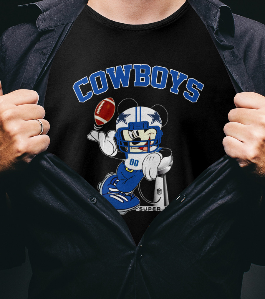 Cowboys Mickey Mouse Nfl Super Bowl Football T-Shirt