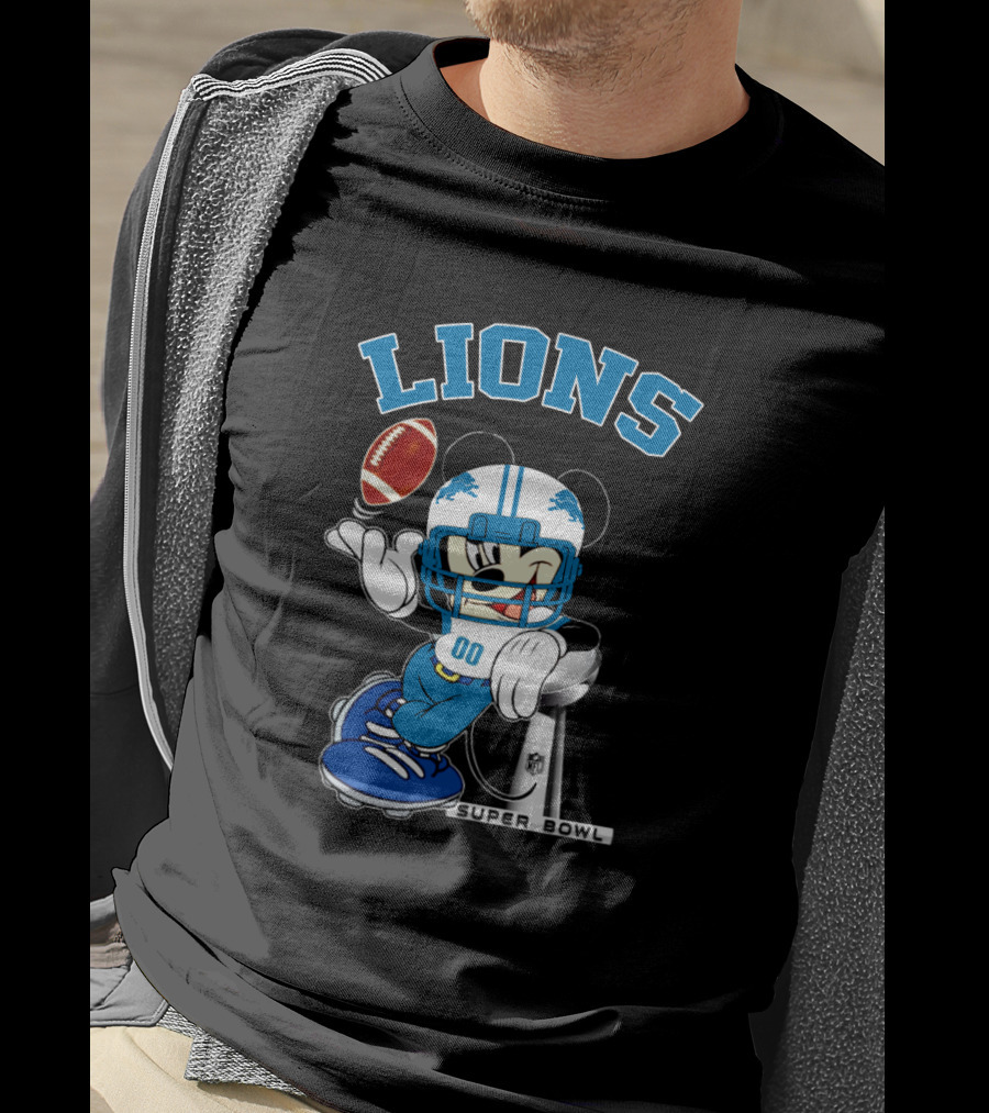 Lions Mickey Nfl Super Bowl Football T-Shirt