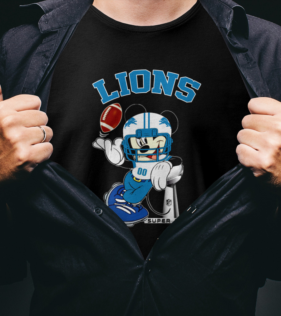 Lions Mickey Nfl Super Bowl Football T-Shirt