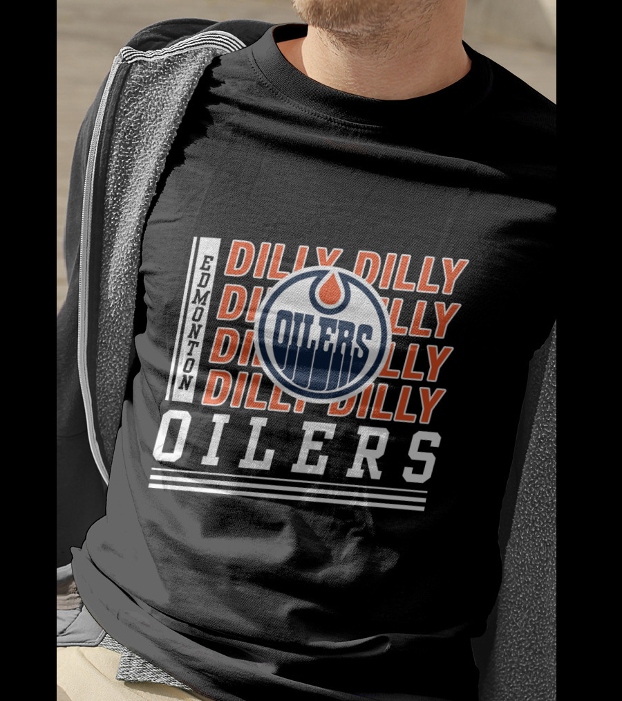 Edmonton Oilers Repeating Dilly Dilly Bold Text With Team T-Shirt