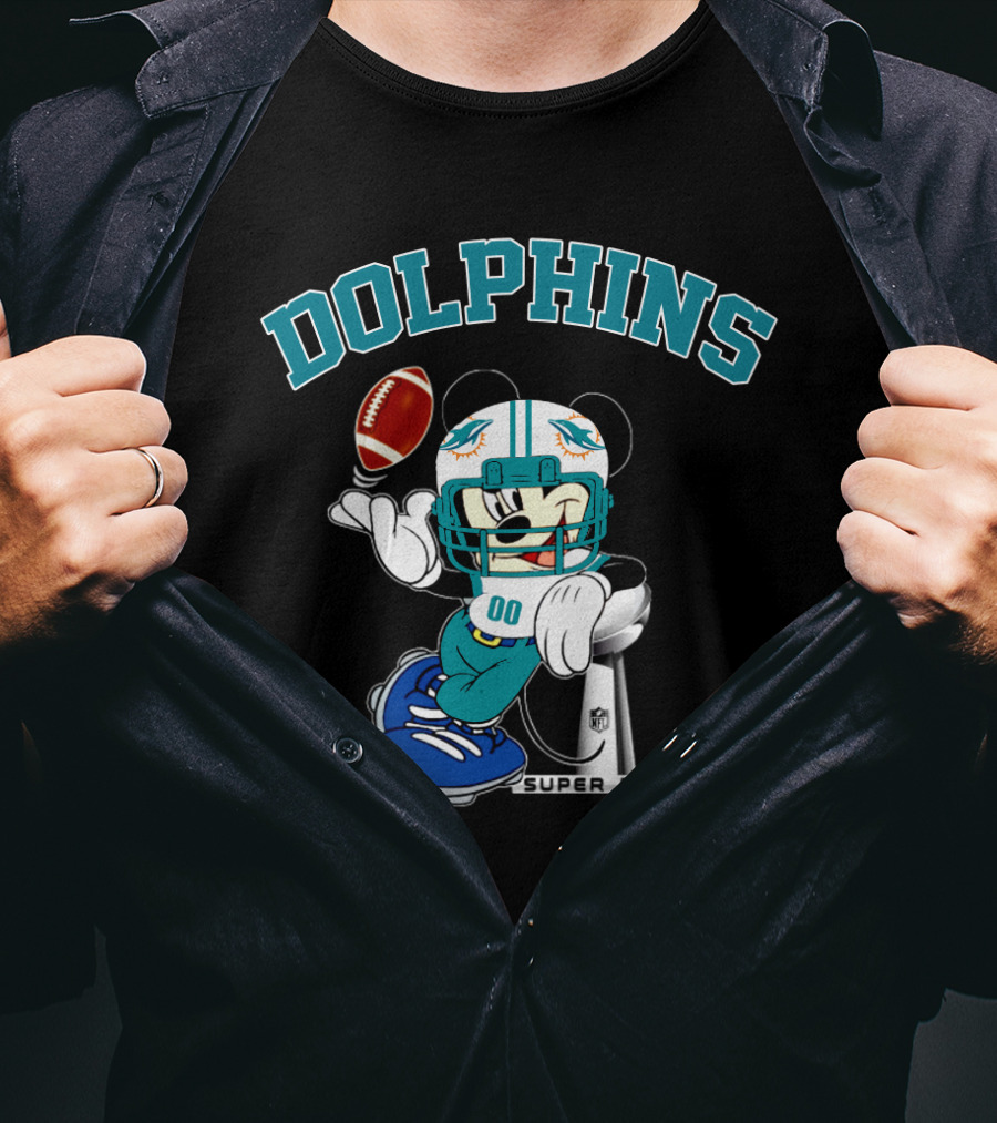 Miami Dolphins Mickey Nfl Super Bowl Football T-Shirt