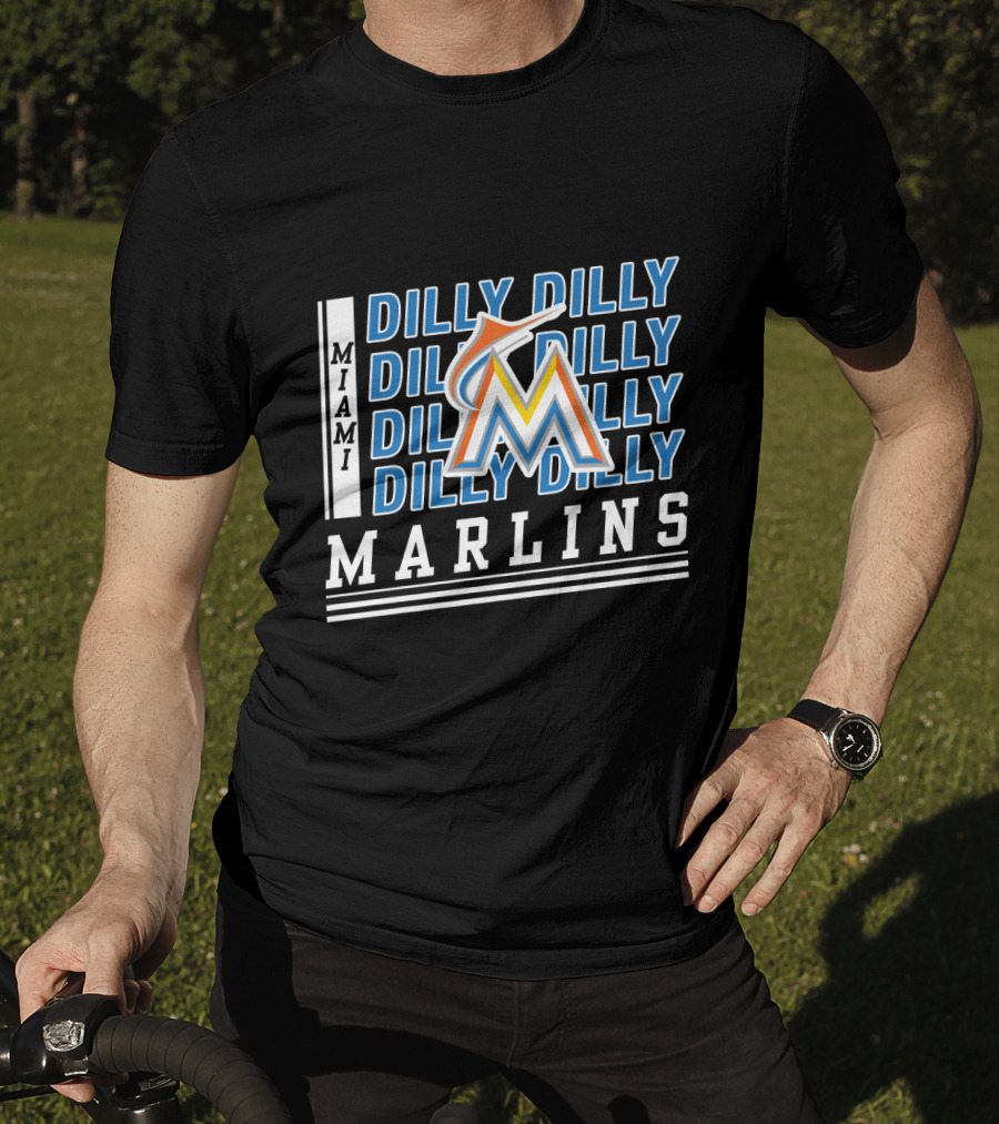 Miami Marlins M Logo Dilly Dilly Baseball Catchphrase T-Shirt